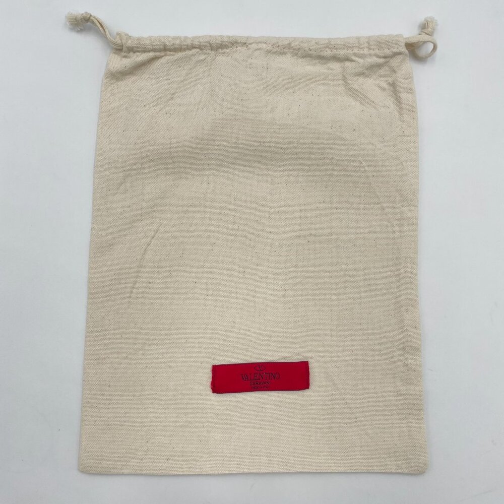 Valentino Dust Cover Bag Cream Off-White Red Tag Drawstring Closure 6.5" x 12"
